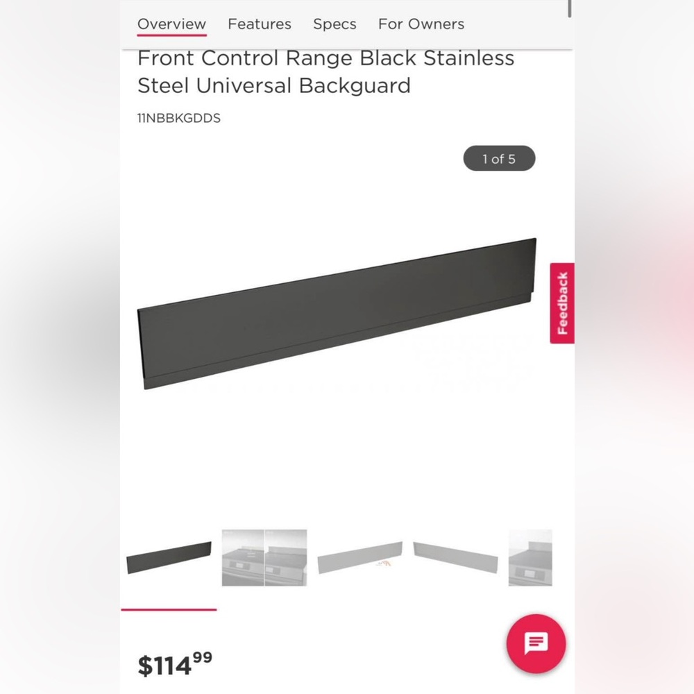 Frigidaire Front Control Range Black Stainless Steel Universal Backguard